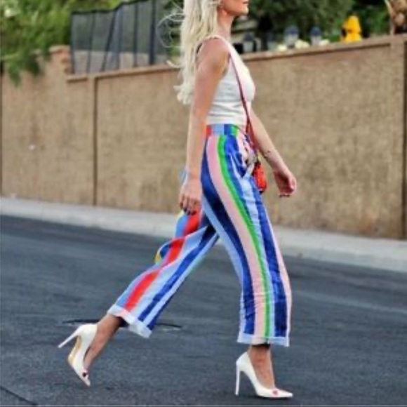 Mara Hoffman Women's High Waist Tie Front Pant, Rainbow/Multi, 4 - Picture 1 of 8